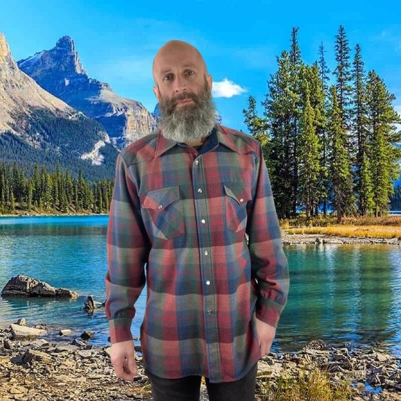 Vintage USA Pendleton Plaid Virgin Wool Western Pearl Snap Large Long (altered) - Picture 1 of 13